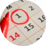 Calendar with Day 1 Circled in Red